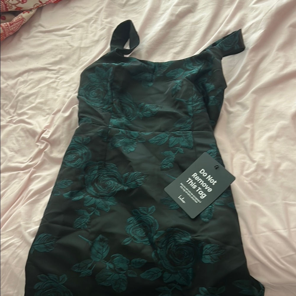 Elegant Black and Green Floral Dress